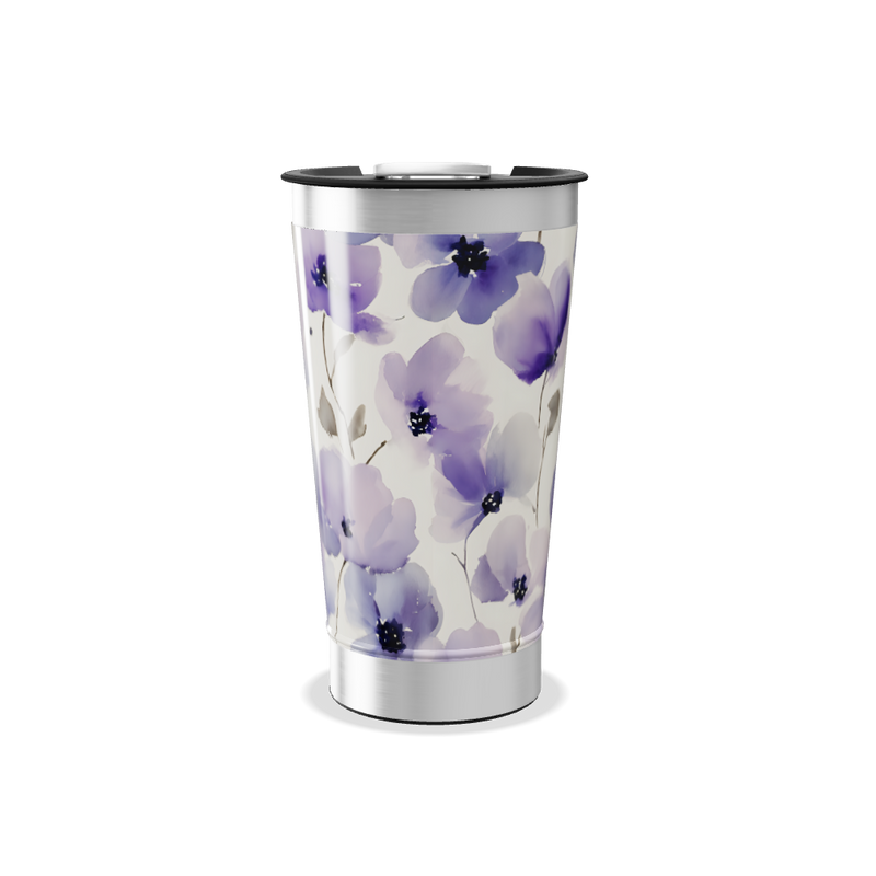Copo Térmico - Floral Roxo Aço Inox