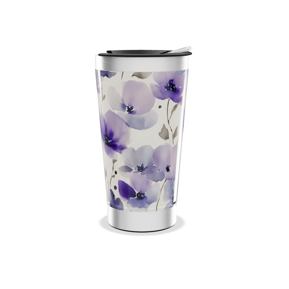 Copo Térmico - Floral Roxo Aço Inox