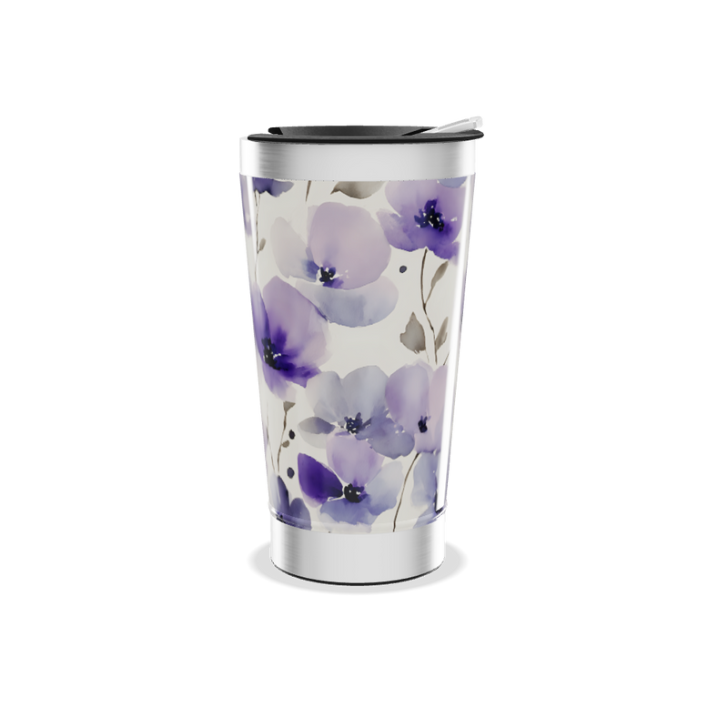 Copo Térmico - Floral Roxo Aço Inox
