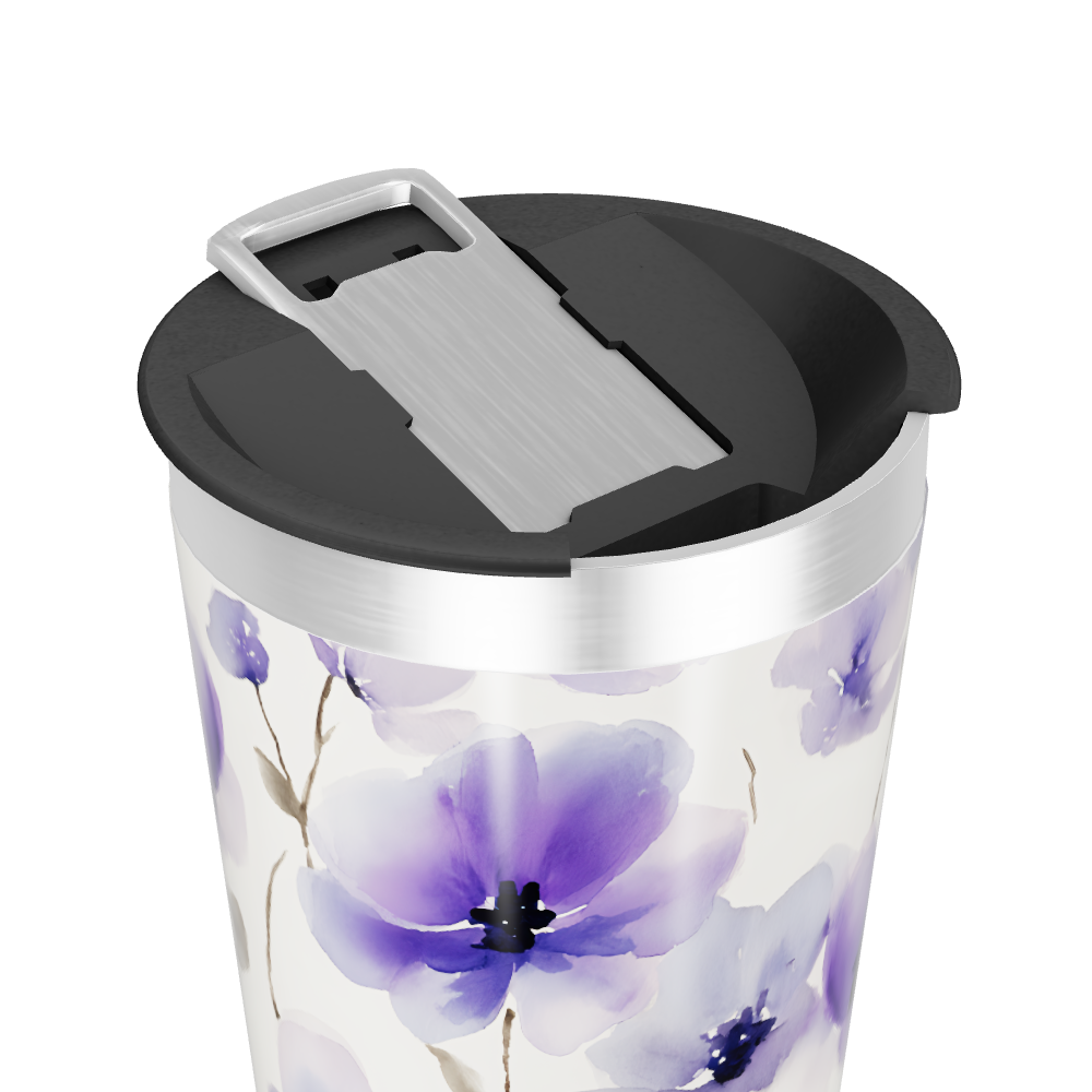 Copo Térmico - Floral Roxo Aço Inox