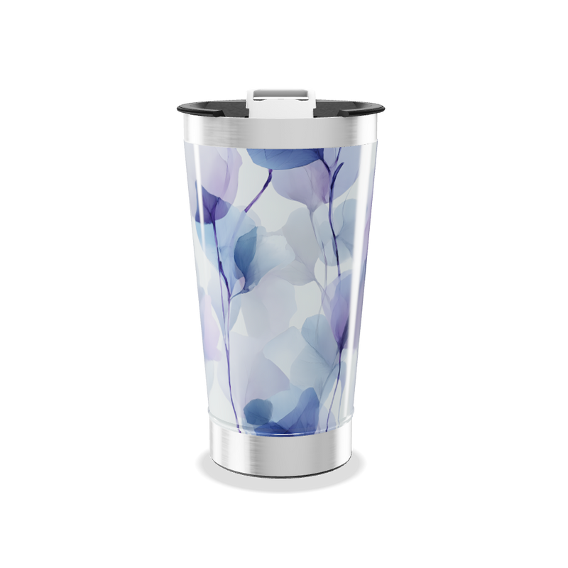 Copo Térmico - Azul Flores Aquarela