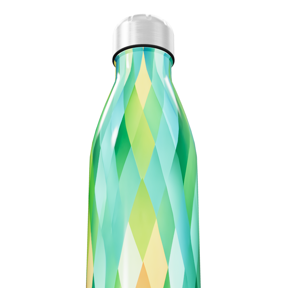 Garrafa Inox - Estampa Geométrica Verde