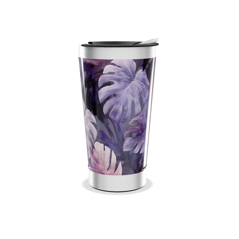 Copo Térmico - Folhas Roxas e Rosas