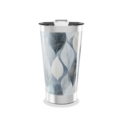 Copo Térmico - Folhas Azul e Branco