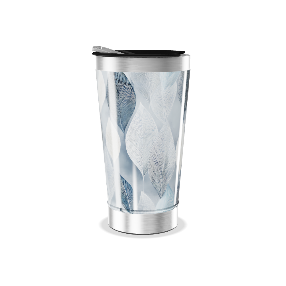 Copo Térmico - Folhas Azul e Branco