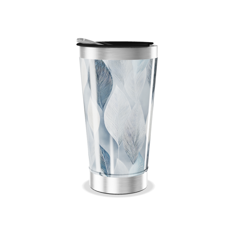 Copo Térmico - Folhas Azul e Branco