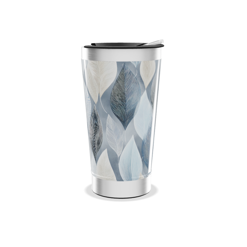 Copo Térmico - Folhas Azul e Branco