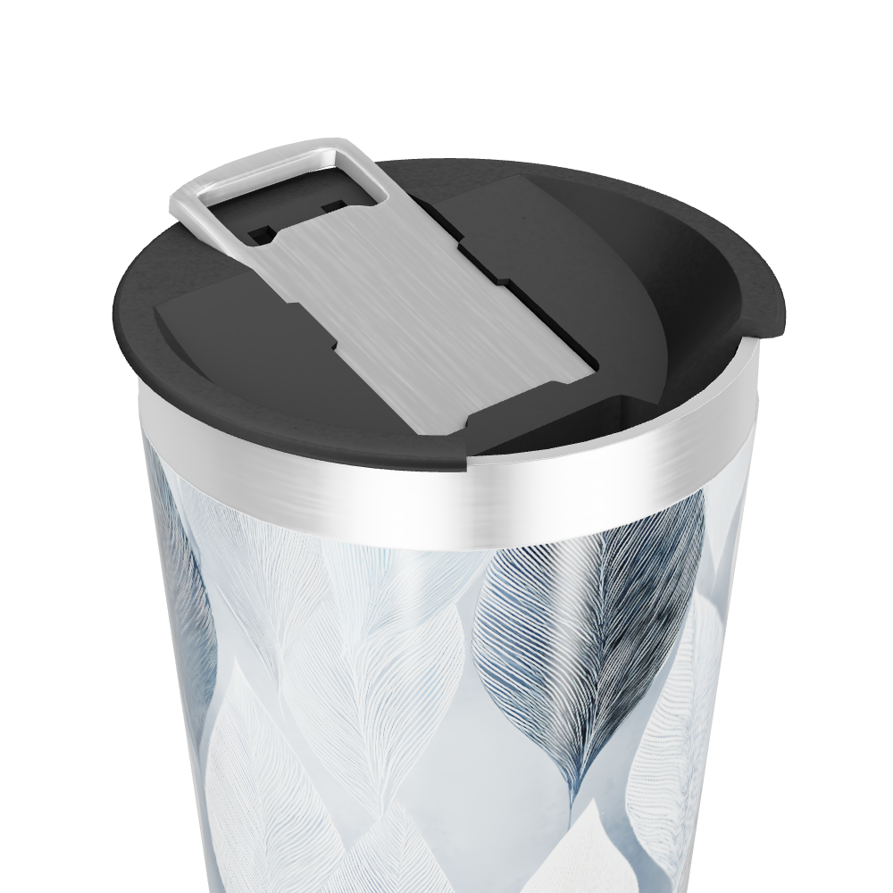 Copo Térmico - Folhas Azul e Branco