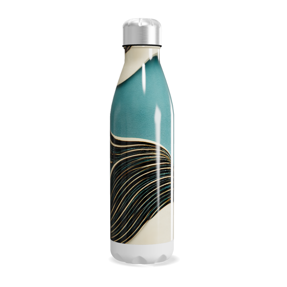 Garrafa Inox - Azul com Estampa Ondulada