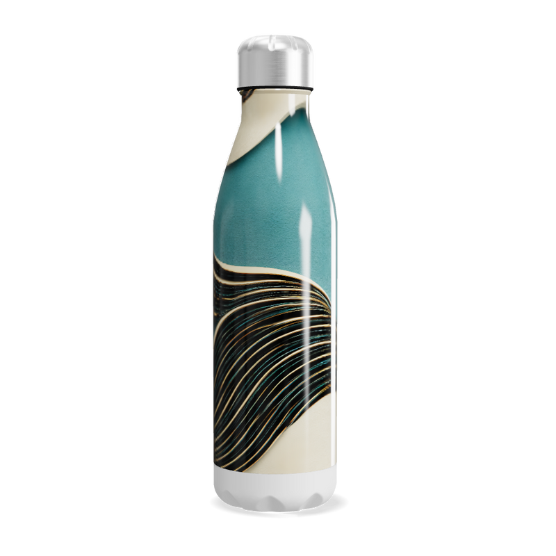 Garrafa Inox - Azul com Estampa Ondulada