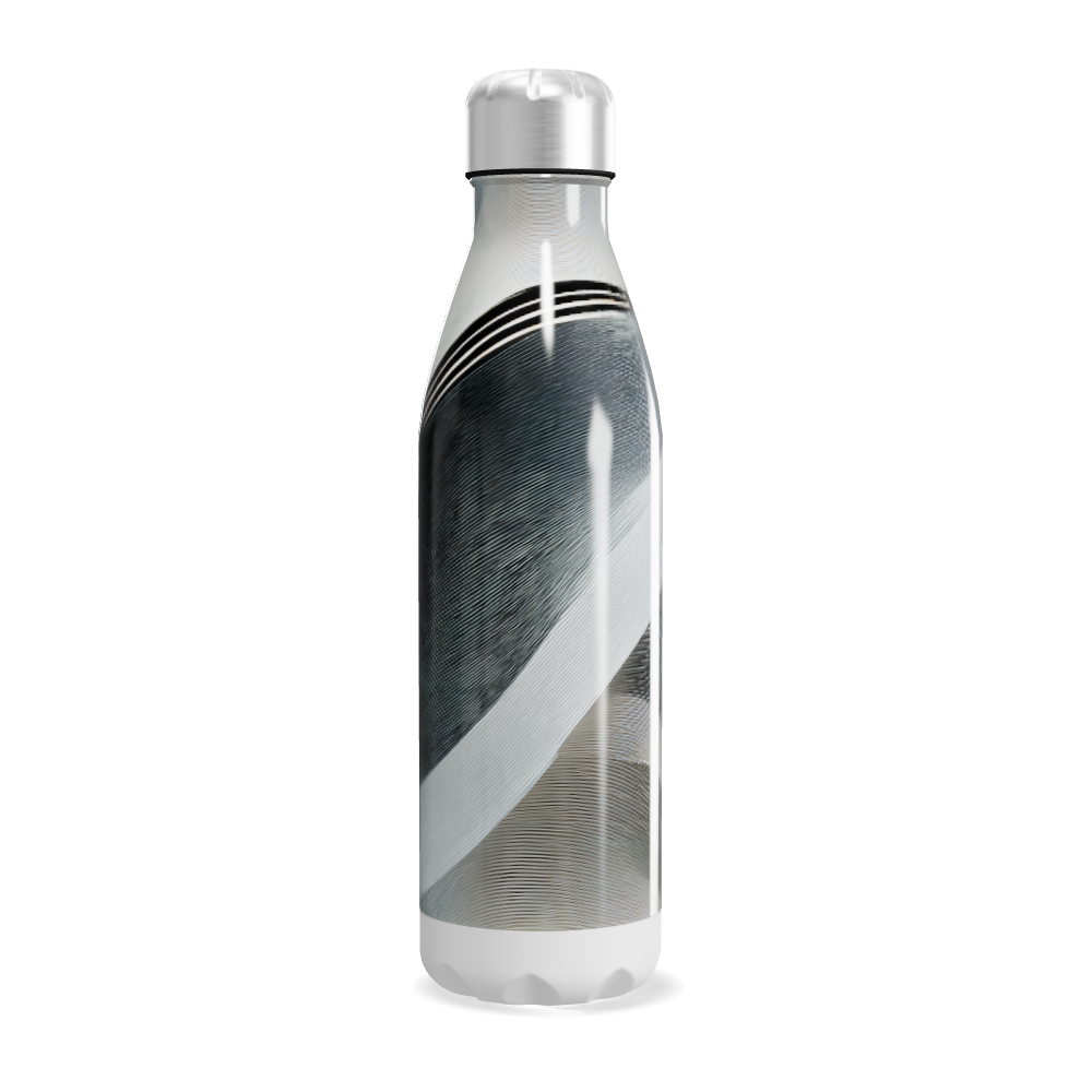 Garrafa Inox - Estampa Ondas Preto e Branco