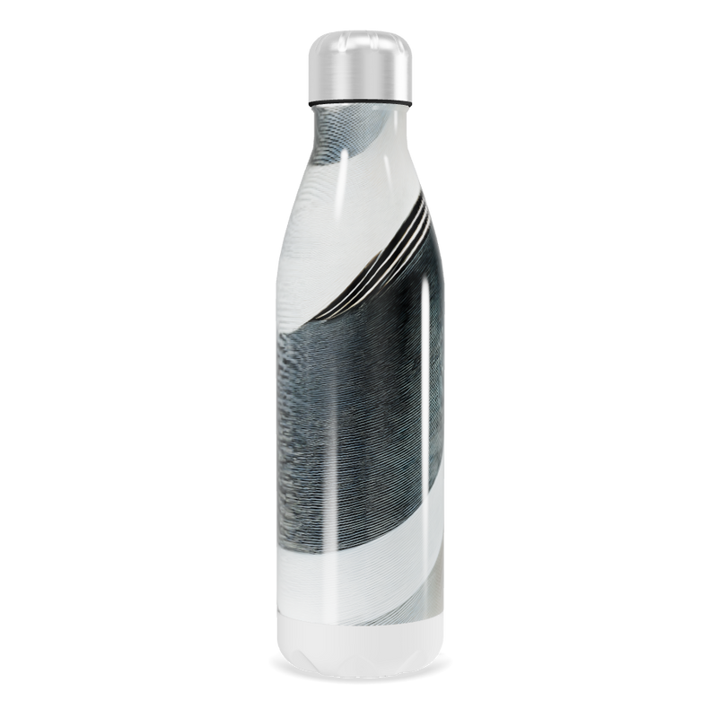 Garrafa Inox - Estampa Ondas Preto e Branco
