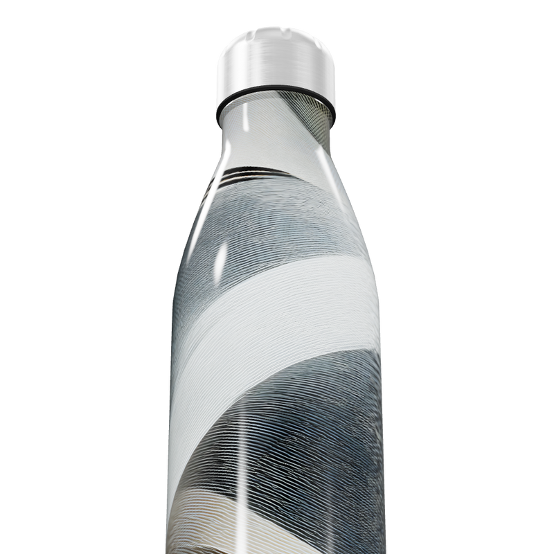 Garrafa Inox - Estampa Ondas Preto e Branco