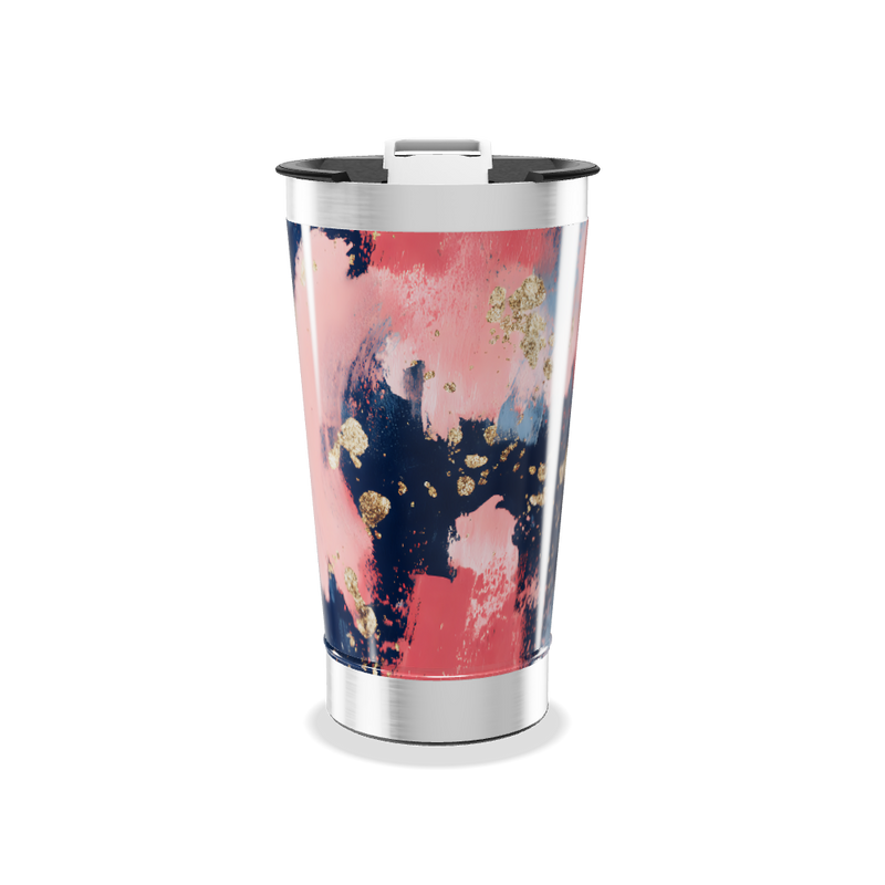 Copo Térmico - Abstrato Rosa e Azul