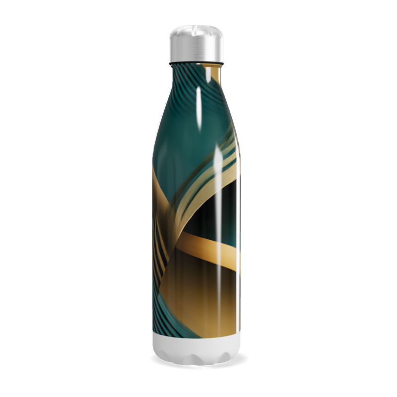 Garrafa Inox - Verde com Listras Decorativas