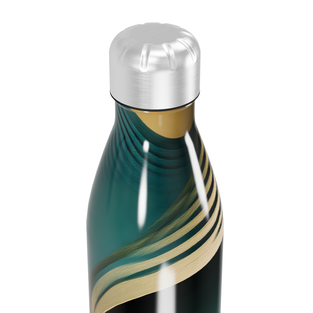 Garrafa Inox - Verde com Listras Decorativas