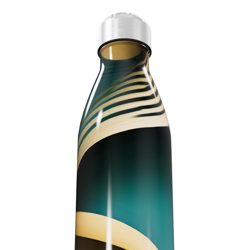 Garrafa Inox - Verde com Listras Decorativas