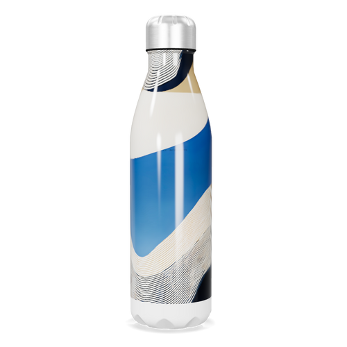 Garrafa Inox - Azul com Estampa Ondulada