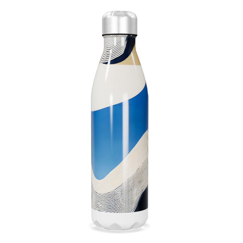 Garrafa Inox - Azul com Estampa Ondulada