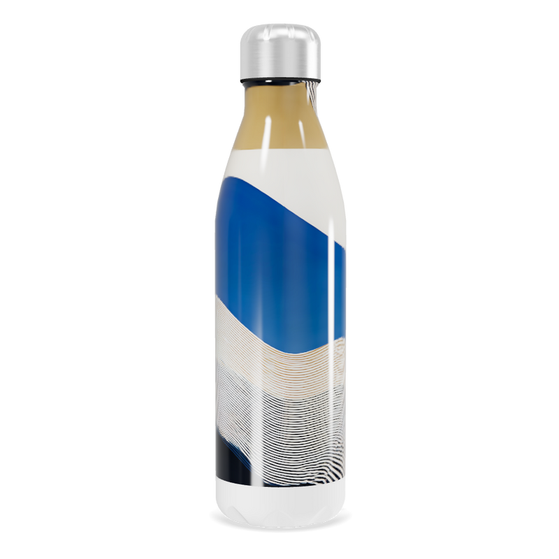Garrafa Inox - Azul com Estampa Ondulada