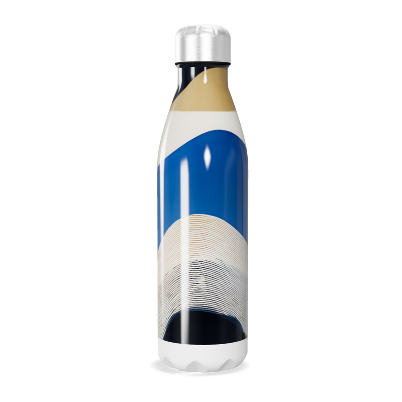 Garrafa Inox - Azul com Estampa Ondulada