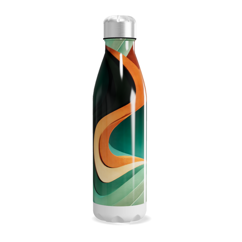 Garrafa Inox Estampada Verde e Laranja