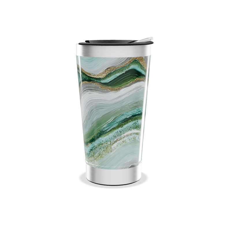 Copo Térmico - Verde Mármore Aço Inox