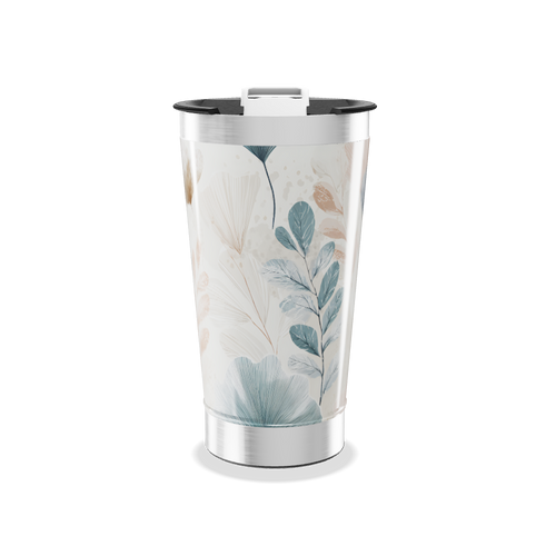 Copo Térmico - Floral Bege e Azul