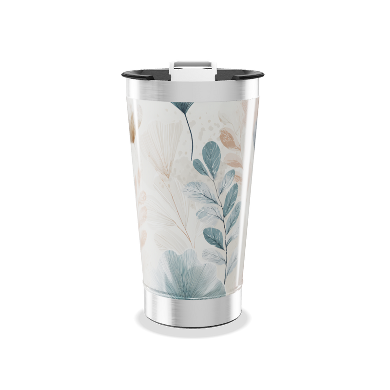 Copo Térmico - Floral Bege e Azul