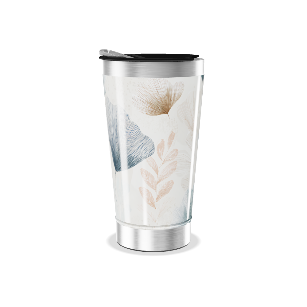 Copo Térmico - Floral Bege e Azul