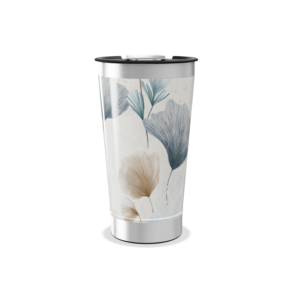 Copo Térmico - Floral Bege e Azul