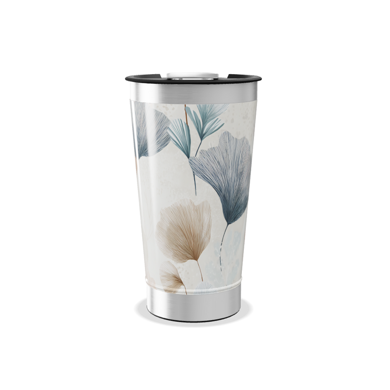 Copo Térmico - Floral Bege e Azul