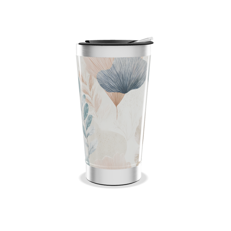 Copo Térmico - Floral Bege e Azul