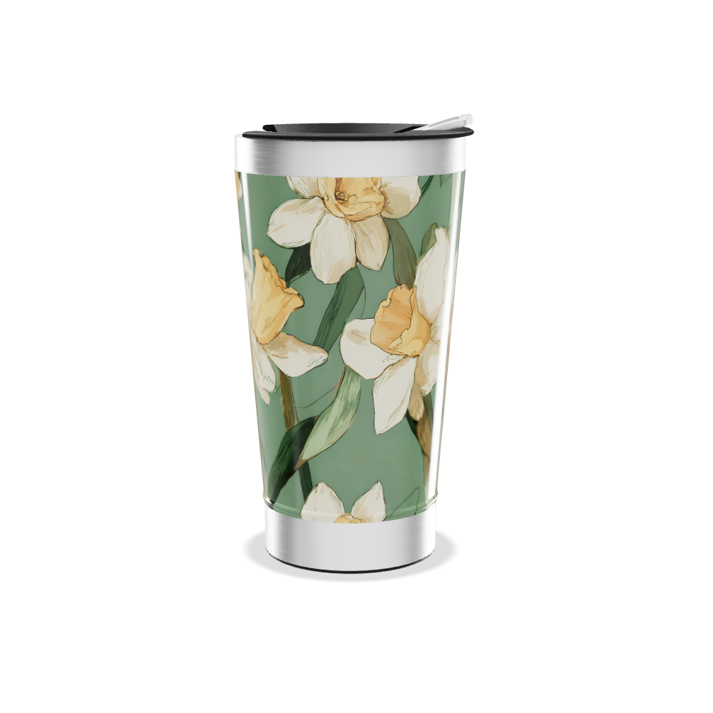 Copo Térmico - Floral Verde Aço Inox