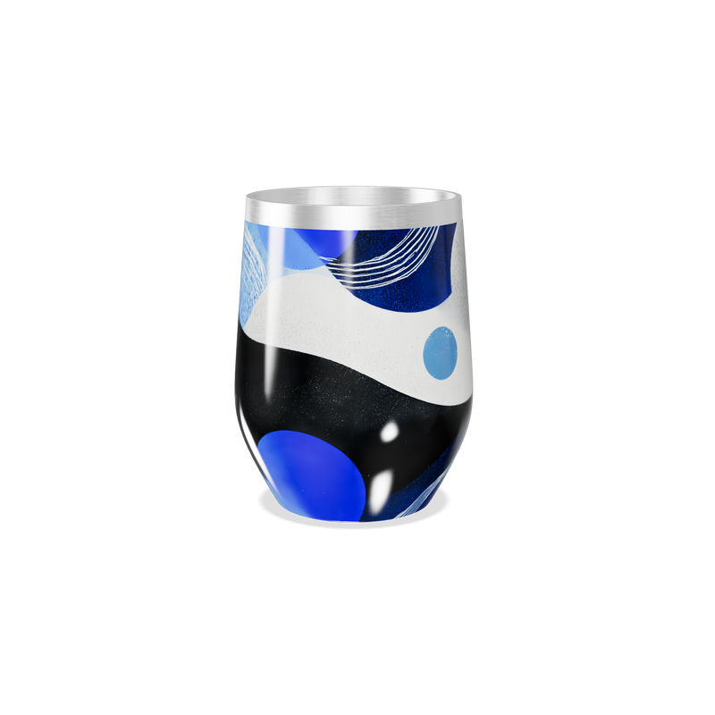 Copo Térmico Slim - Azul com Estampa Geométrica