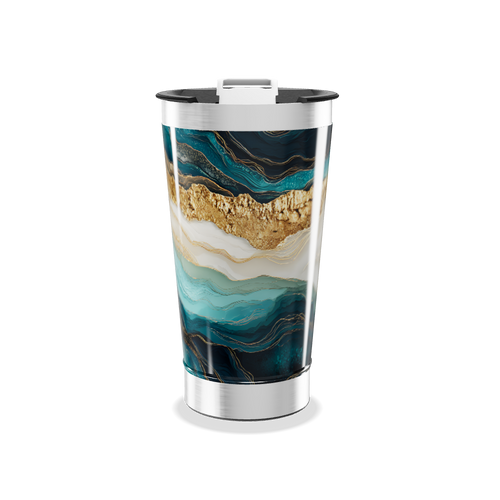 Copo Térmico - Mármore Azul e Dourado