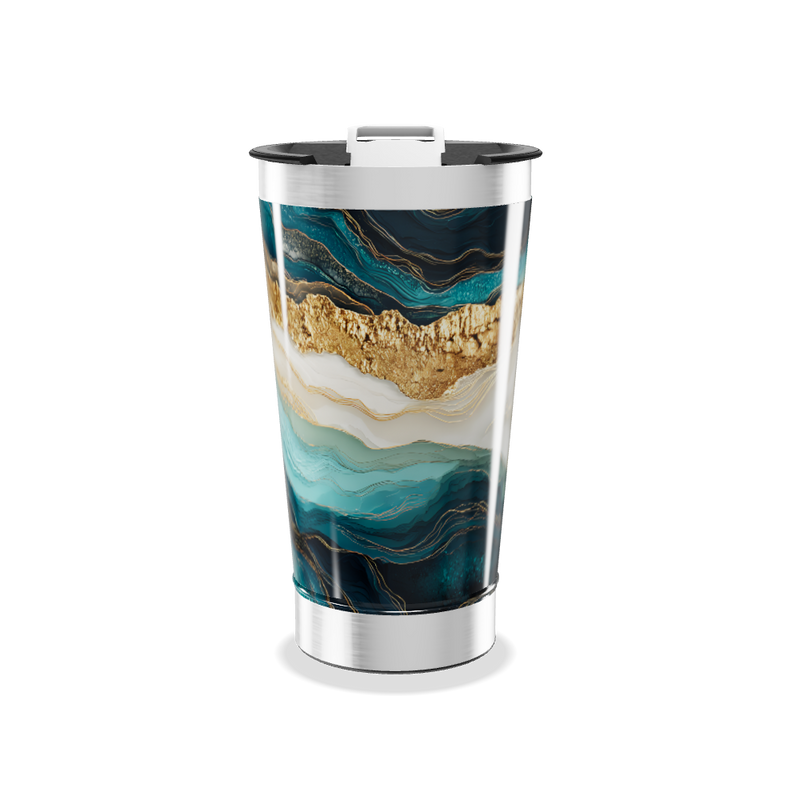 Copo Térmico - Mármore Azul e Dourado