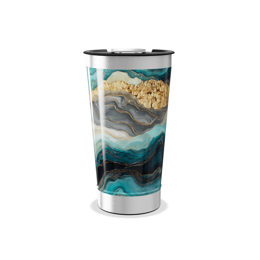 Copo Térmico - Mármore Azul e Dourado