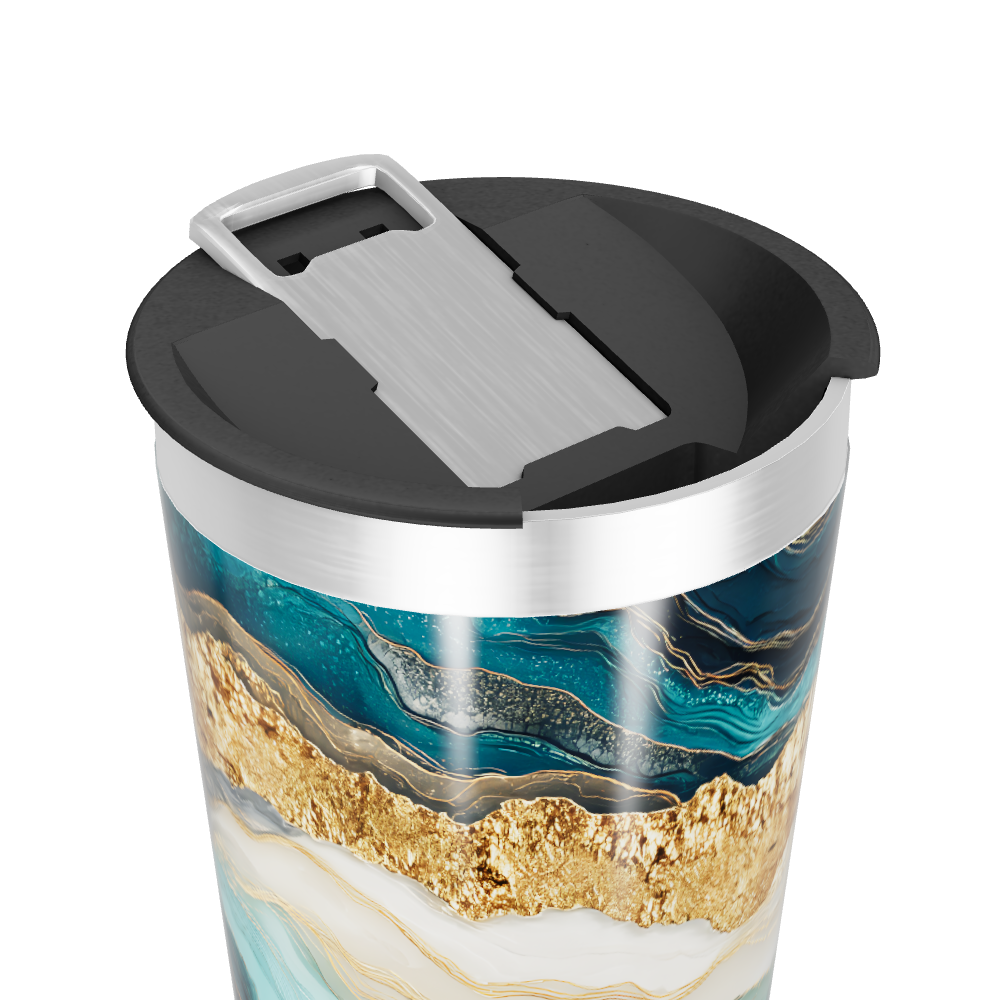 Copo Térmico - Mármore Azul e Dourado