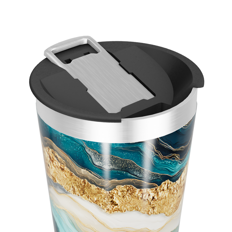 Copo Térmico - Mármore Azul e Dourado