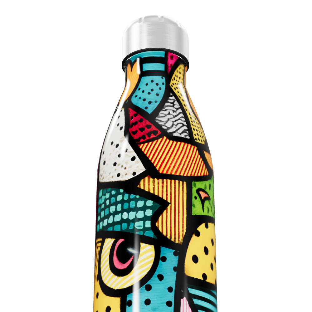 Garrafa Inox - Estampa Colorida Abstrata