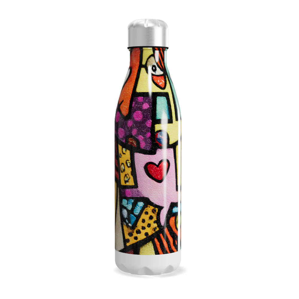 Garrafa Inox - Estampa Colorida Coração
