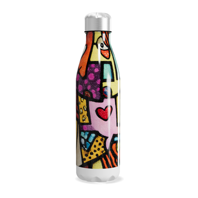 Garrafa Inox - Estampa Colorida Coração