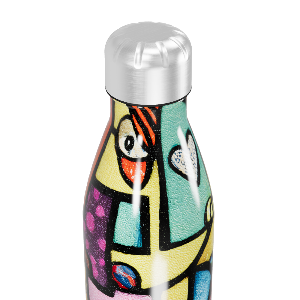 Garrafa Inox - Estampa Colorida Coração