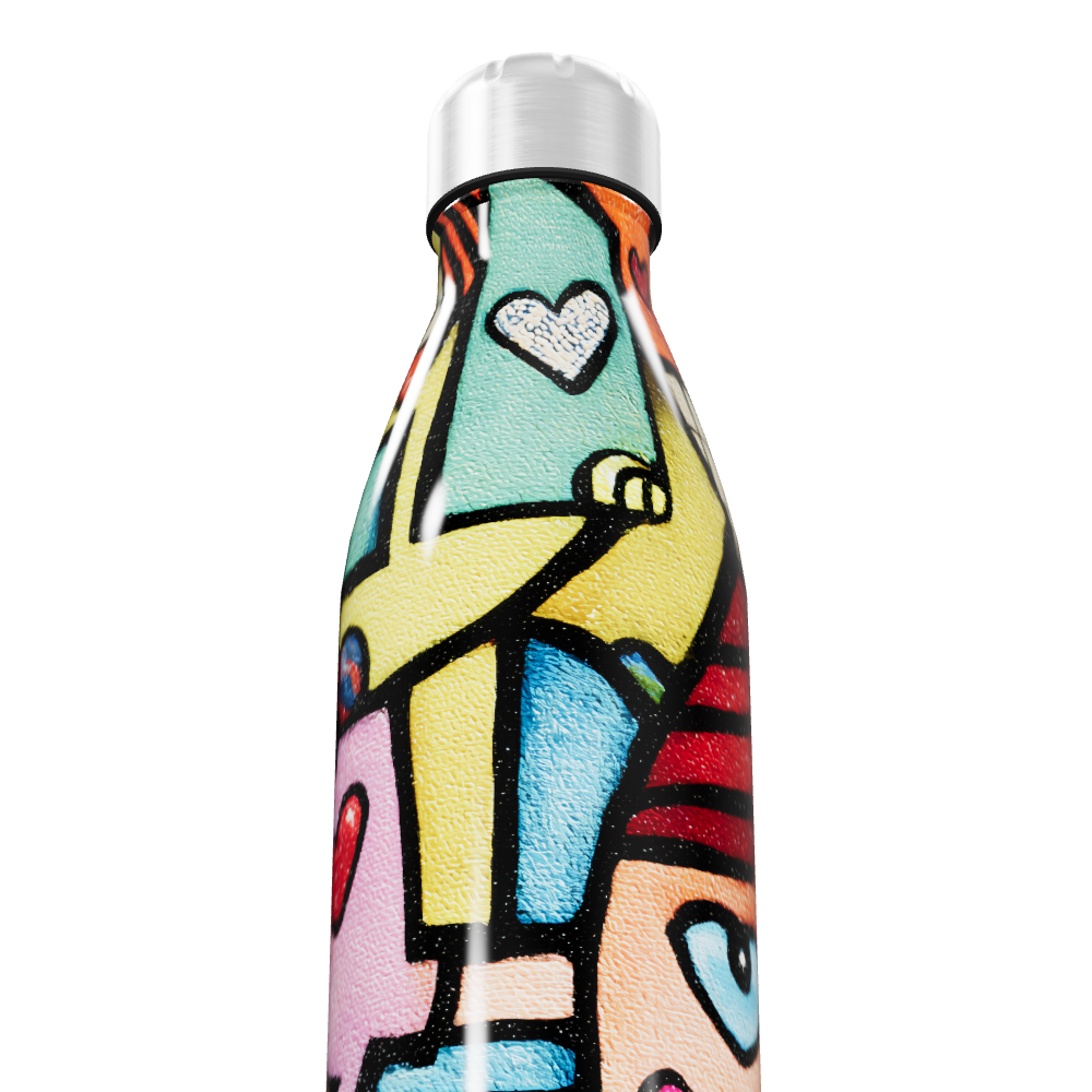 Garrafa Inox - Estampa Colorida Coração