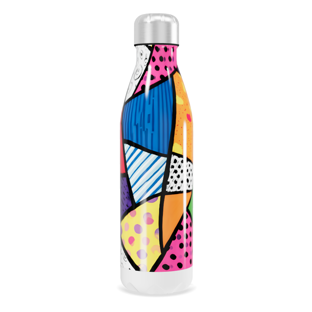 Garrafa Inox - Colorida com Estampa Geométrica