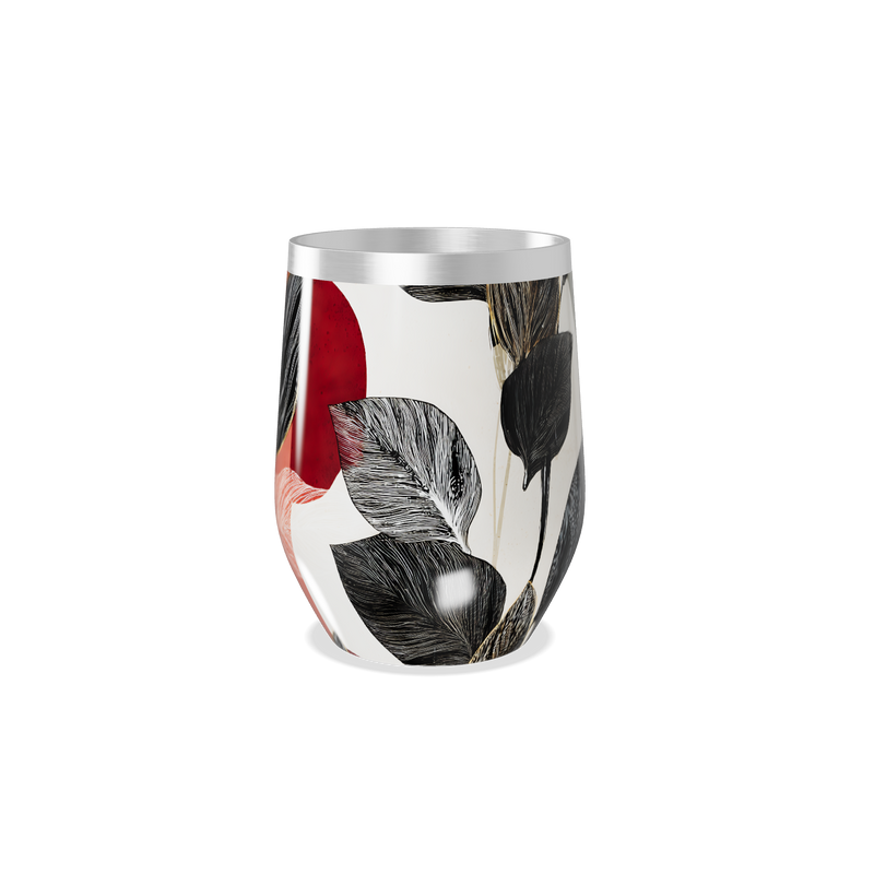Copo Térmico Slim - Folhagem Preto Vermelho