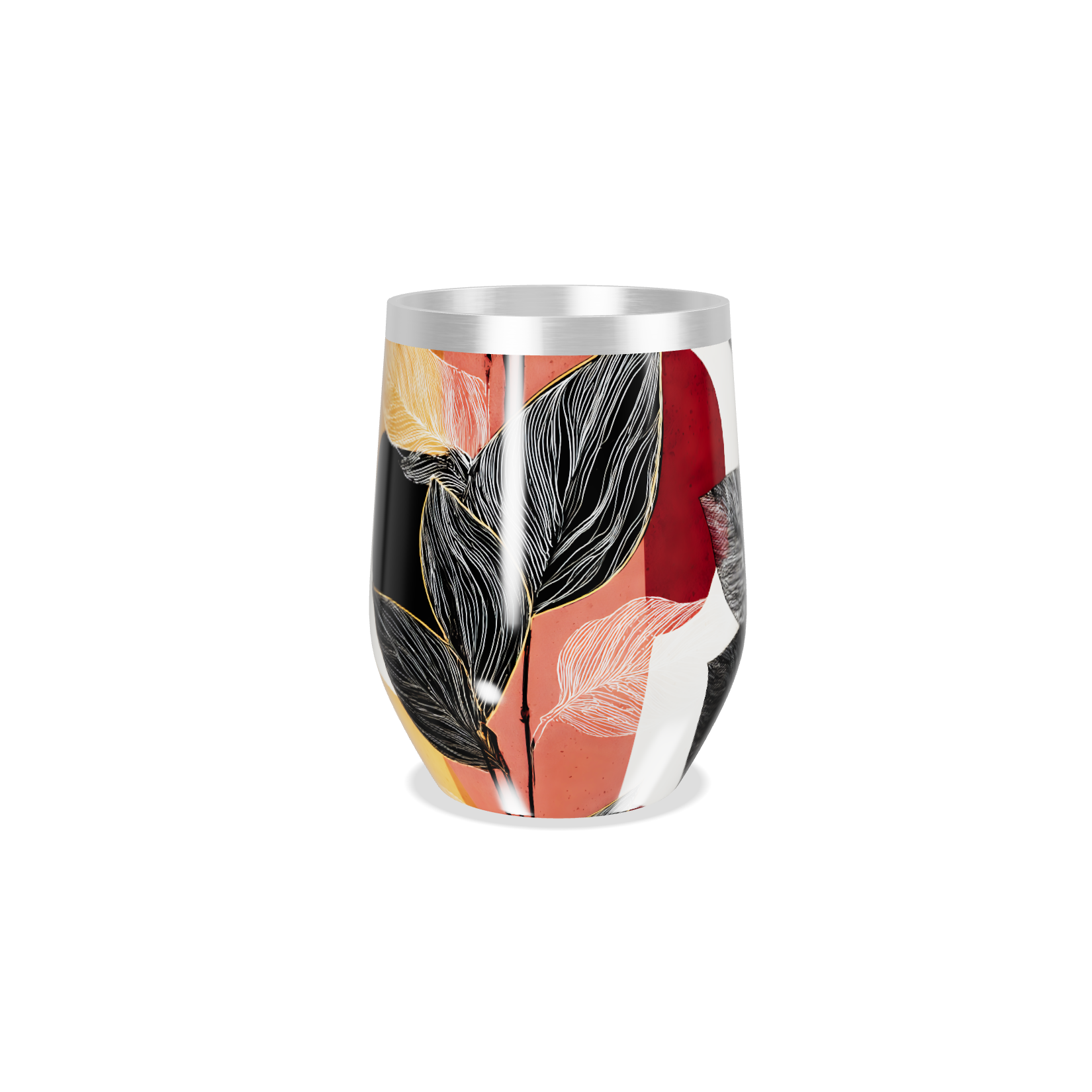 Copo Térmico Slim - Folhagem Preto Vermelho