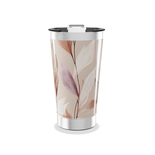 Copo Térmico - Folhas Bege Aço Inox