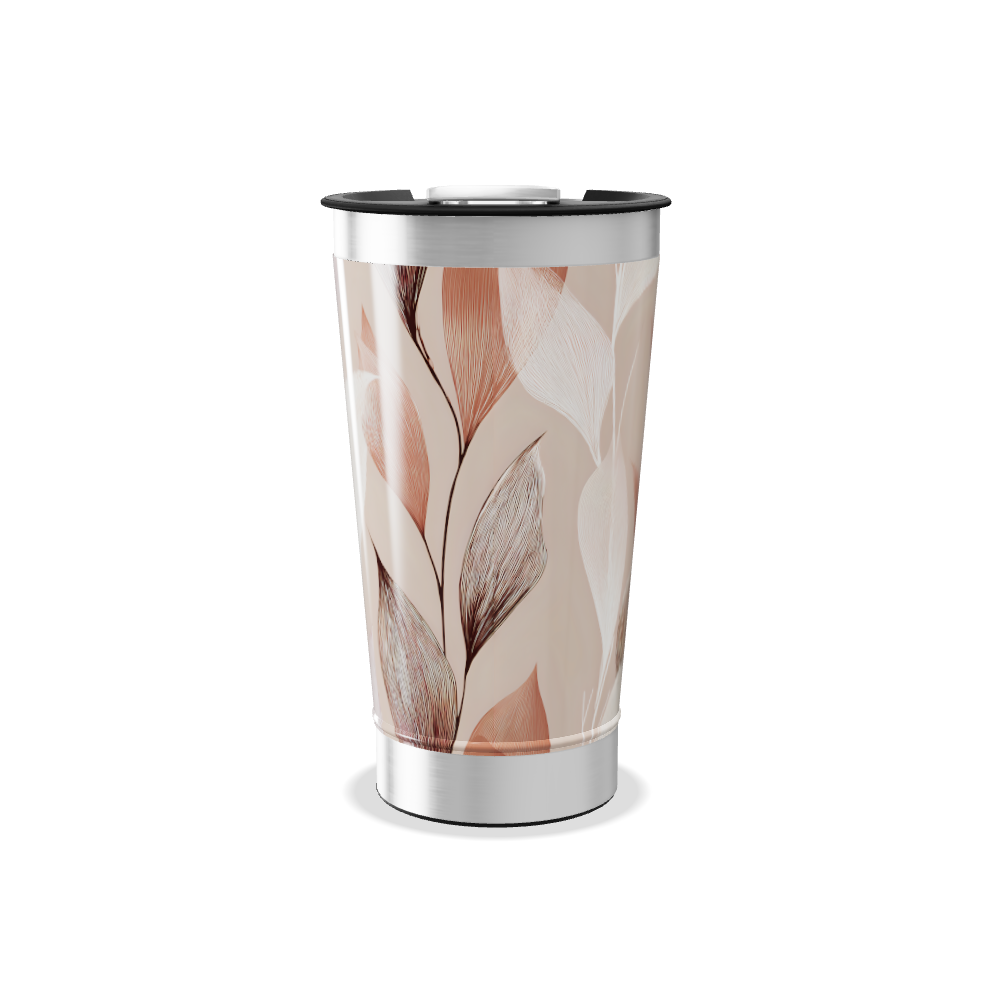 Copo Térmico - Folhas Bege Aço Inox